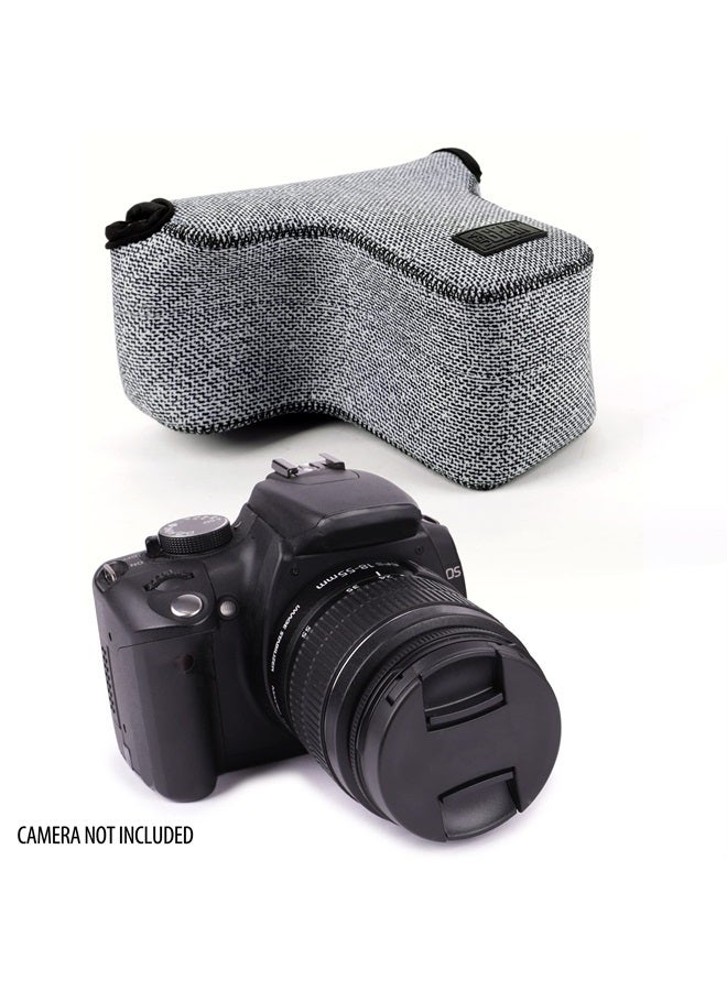 USA Gear غطاء كاميرا DSLR مع حماية نيون، حلقة حزام وتخزين ملحقات - متوافق مع كانون EOS Rebel T7، 850D، 250D، R7، نيكون D3500، D5600، وأكثر (رمادي منسوج) - Image 5