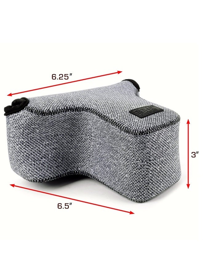USA Gear غطاء كاميرا DSLR مع حماية نيون، حلقة حزام وتخزين ملحقات - متوافق مع كانون EOS Rebel T7، 850D، 250D، R7، نيكون D3500، D5600، وأكثر (رمادي منسوج) - Image 2