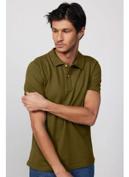 Tudors Men's Slim Fit Slim Cut 100% Cotton Plain Pique Khaki Polo Neck T-Shirt  - Image 2