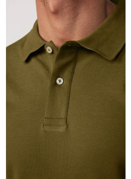 Tudors Men's Slim Fit Slim Cut 100% Cotton Plain Pique Khaki Polo Neck T-Shirt  - Image 3