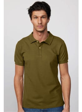 Tudors Men's Slim Fit Slim Cut 100% Cotton Plain Pique Khaki Polo Neck T-Shirt  - Image 4