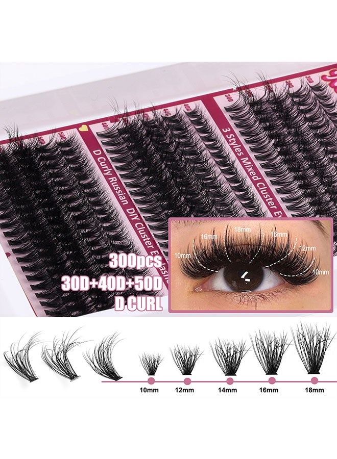 JS Single Cluster False Lashes Set, 3D/4D/5D Multiple Sizes Eyelashes with Eye Black, Mascara Comb, Eyelash Glue and Tweezers, Dense Natural Look Eyelashes, Curl Extension Lashes Eyelashes Set - Image 3