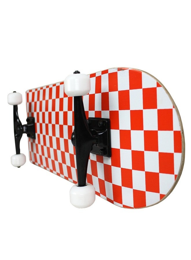 Krown PRO Skateboard Complete Pre-Built Checker Pattern White/Red 7.75" - Image 5