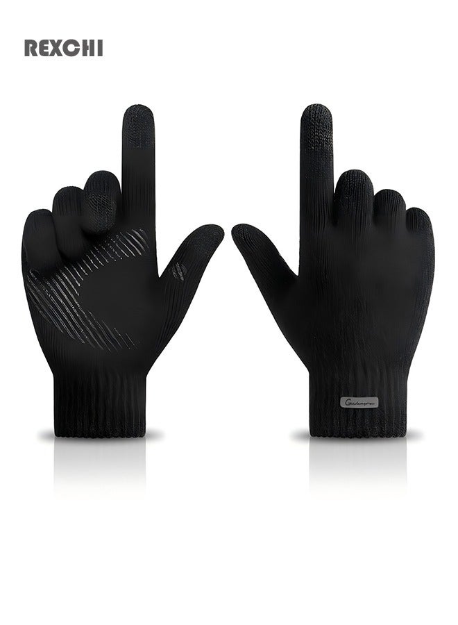 Knitted Gloves Outdoor Sports Cycling Non-Slip Cold-Proof Windproof Warm Touch Screen Gloves Men's Gloves-Upgraded Touch Screen Knitted Gloves
