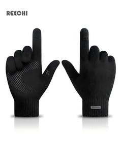 REXCHI Knitted Gloves Outdoor Sports Cycling Non-Slip Cold-Proof Windproof Warm Touch Screen Gloves Men's Gloves-Upgraded Touch Screen Knitted Gloves  - Image 1