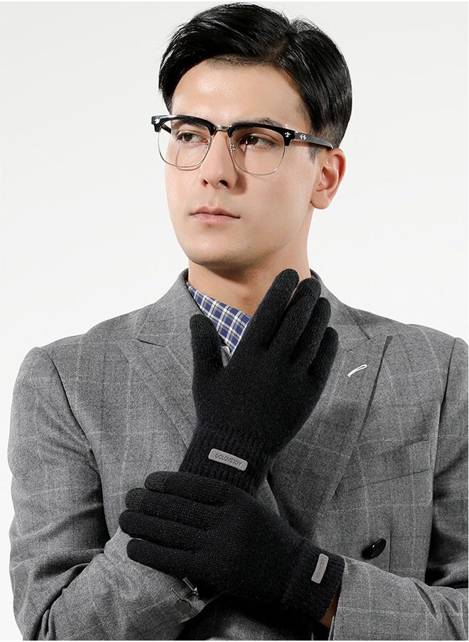 REXCHI Knitted Gloves Outdoor Sports Cycling Non-Slip Cold-Proof Windproof Warm Touch Screen Gloves Men's Gloves-Upgraded Touch Screen Knitted Gloves  - Image 2