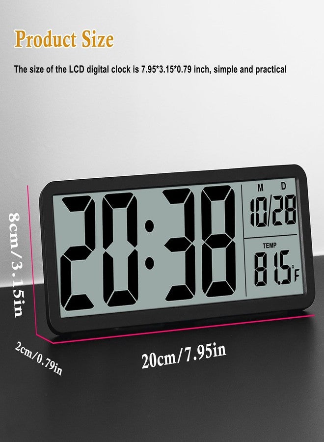 QINYUNE Digital LCD Wall Clock Easy to Set, 8.5 Inch LCD Screen with Time/Date/Temperature Display,Simple Digital Desk Clock with 12/24H for Bedroom Living Room Office Décor - Image 4