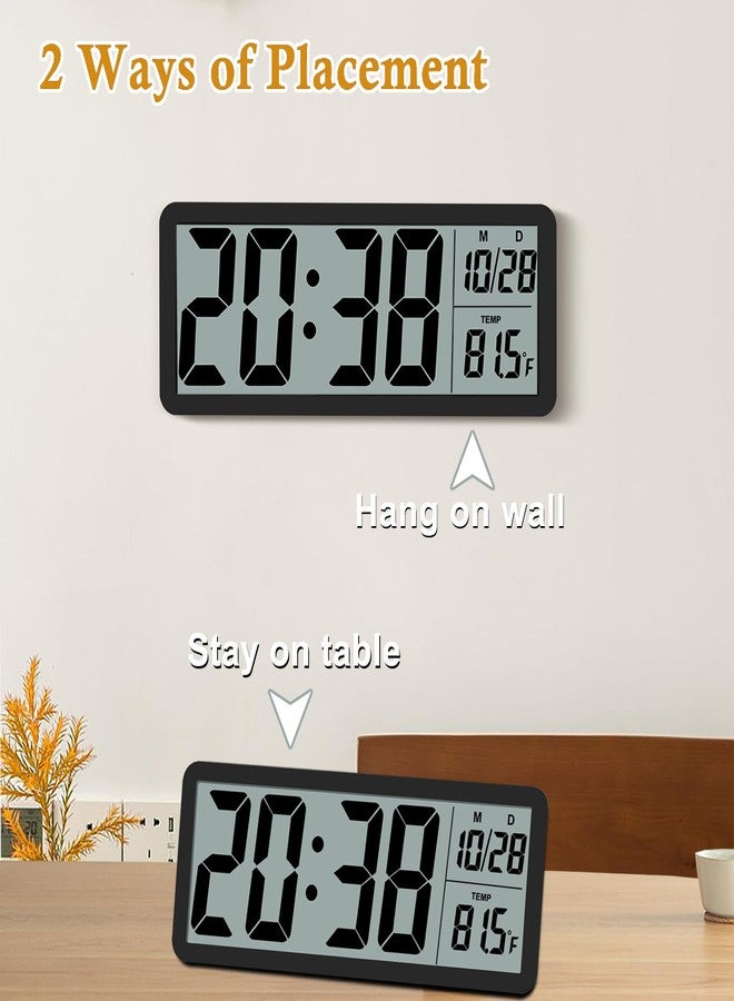 QINYUNE Digital LCD Wall Clock Easy to Set, 8.5 Inch LCD Screen with Time/Date/Temperature Display,Simple Digital Desk Clock with 12/24H for Bedroom Living Room Office Décor - Image 3