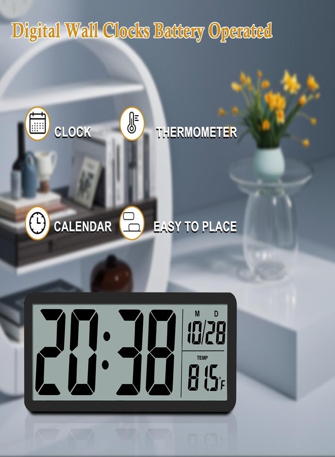 QINYUNE Digital LCD Wall Clock Easy to Set, 8.5 Inch LCD Screen with Time/Date/Temperature Display,Simple Digital Desk Clock with 12/24H for Bedroom Living Room Office Décor - Image 2
