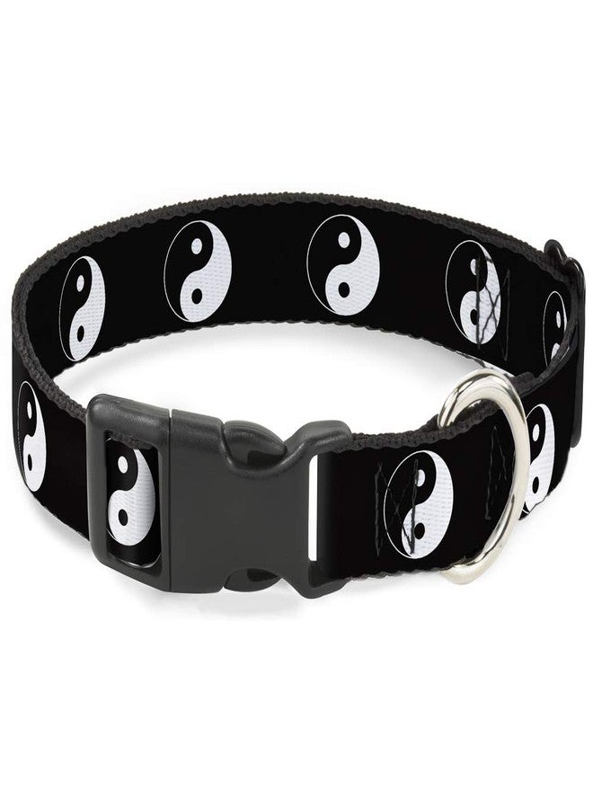 Buckle Down Buckle-Down Plastic Clip Collar - Yin Yang Symbol Black/White - 1" Wide - Fits 11-17" Neck - Medium - Image 1