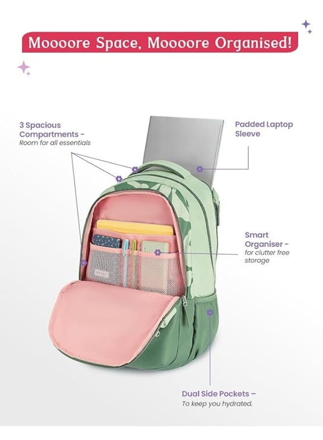 Genie Alba School Backpack For Girls |19 Inch-40 Litres With Laptop Sleeve, Rain cover, Three Compartments, |Best for Books, Water Bottles, Stationery, Laptop, Lunch Box & Essentials - Green - Image 5