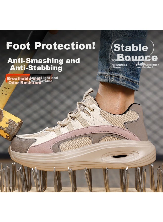 Jingtu Women'S Breathable Steel Toe Puncture-Proof Safety Work Shoes With Anti-Smashing And Anti-Stab Features, Super Lightweight Summer Construction Site Safety Work Shoes F129 Size 36 - Image 4