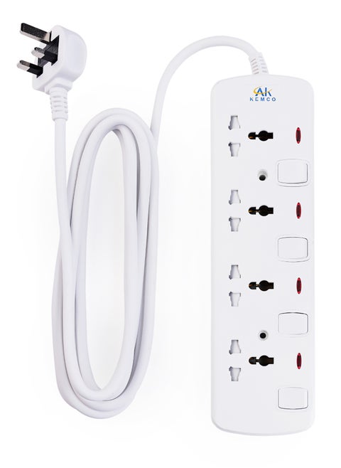 Kemco 4 Way 5 Meter Extension Cord Extension Socket Extension Lead Power Strip Extension Board Power Cord AK 604BU