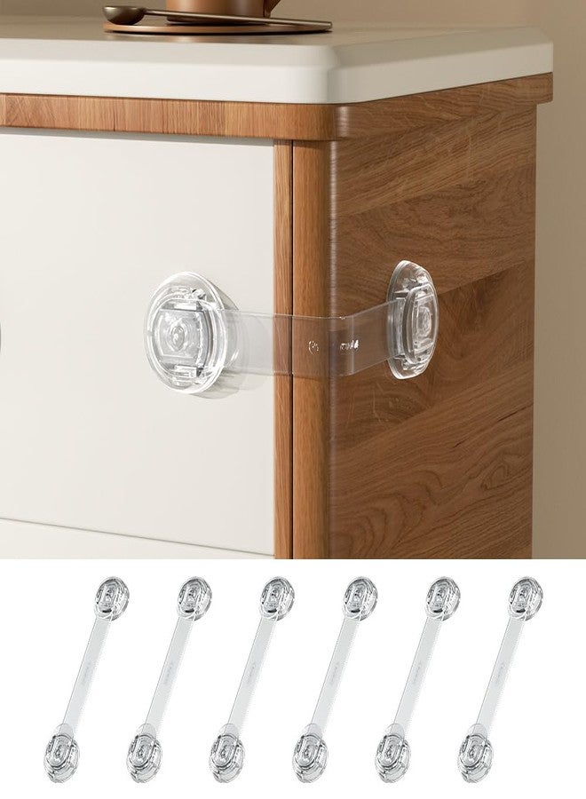 EUDEMON 6 Pack Updated Child Proof Multi-Purpose Lock, Multi-Use Straps Locks, Baby Safety Cabinet Lock Latch for Furniture, Drawers, Cupboards, Fridges, Toilet Seats, Easy to Install (Transparent) - Image 1