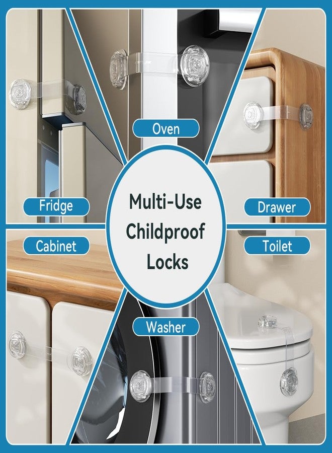EUDEMON 6 Pack Updated Child Proof Multi-Purpose Lock, Multi-Use Straps Locks, Baby Safety Cabinet Lock Latch for Furniture, Drawers, Cupboards, Fridges, Toilet Seats, Easy to Install (Transparent) - Image 5