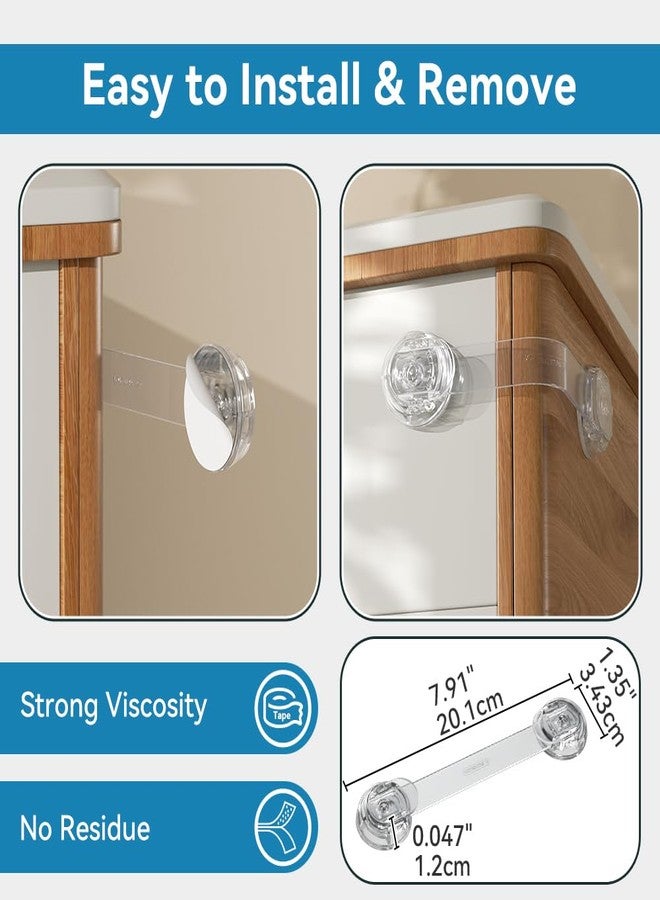 EUDEMON 6 Pack Updated Child Proof Multi-Purpose Lock, Multi-Use Straps Locks, Baby Safety Cabinet Lock Latch for Furniture, Drawers, Cupboards, Fridges, Toilet Seats, Easy to Install (Transparent) - Image 3