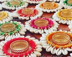 Lazybeee 12pcs Tealight Diya Holders for Diwali & Navratri | Handcrafted Multi-Color Kodi (Cowrie) Shell Diya Set with Colorful Accents | Decorative Candle Holders for Festive Home Decor Pack of 12 - Image 1