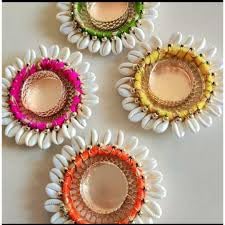 Lazybeee 12pcs Tealight Diya Holders for Diwali & Navratri | Handcrafted Multi-Color Kodi (Cowrie) Shell Diya Set with Colorful Accents | Decorative Candle Holders for Festive Home Decor Pack of 12 - Image 5