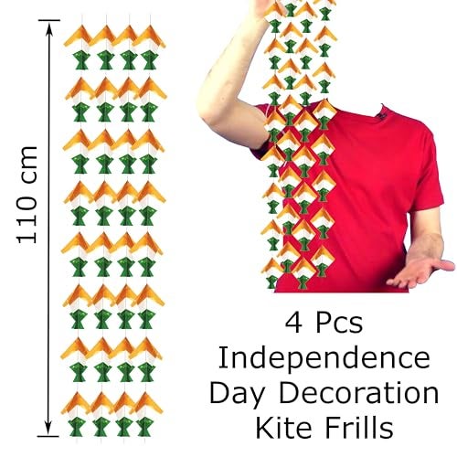 TOYXE Tri Color Kite Frills for Independence Day | Republic Day Decoration Pack of 4 Pieces - Image 3