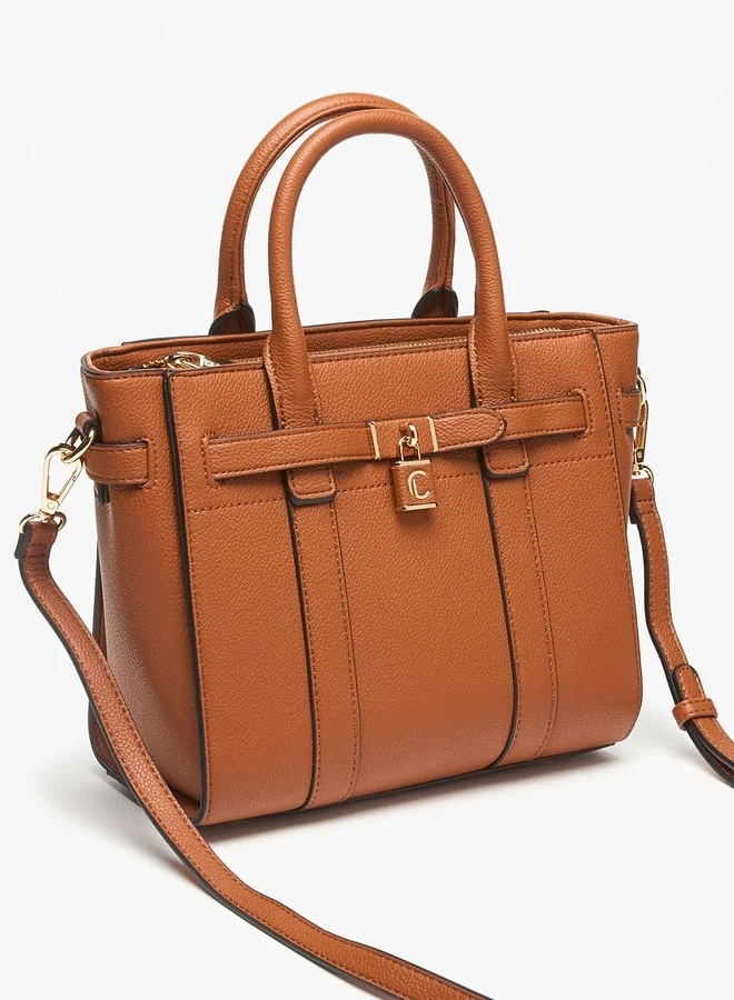 لو كونفورت Women Textured Tote Bag with Zip Closure and Detachable Strap