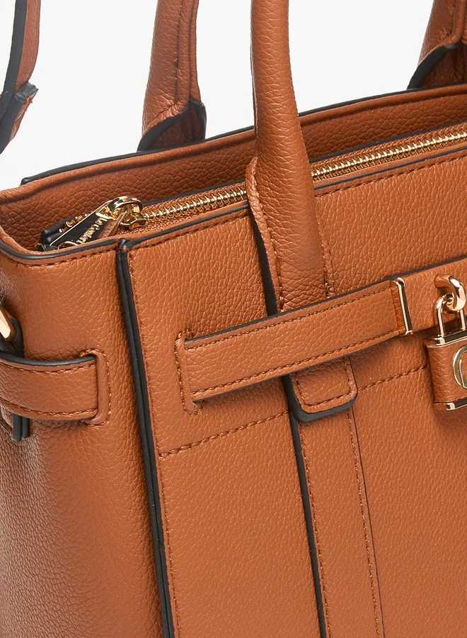 لو كونفورت Women Textured Tote Bag with Zip Closure and Detachable Strap