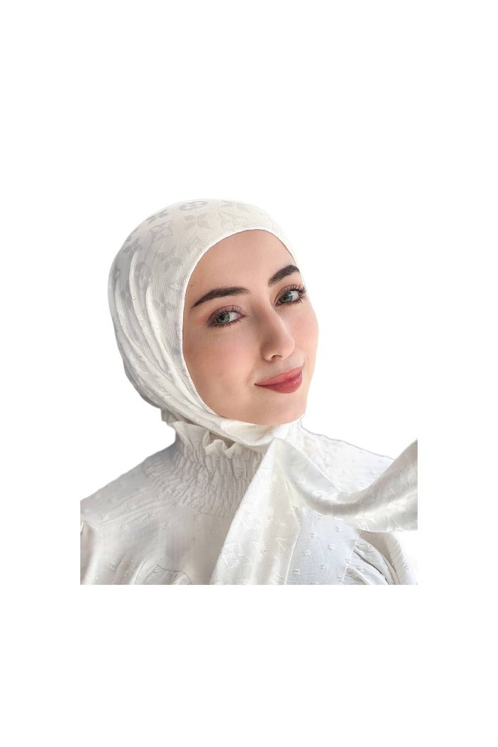 Generic valueable 1 Luxurious jacquard shawl with an attractive and distinctive look. White color for unparalleled elegance. - Image 1