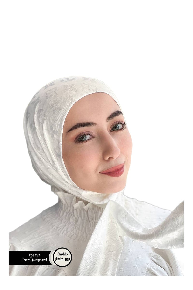 Generic valueable 1 Luxurious jacquard shawl with an attractive and distinctive look. White color for unparalleled elegance. - Image 2