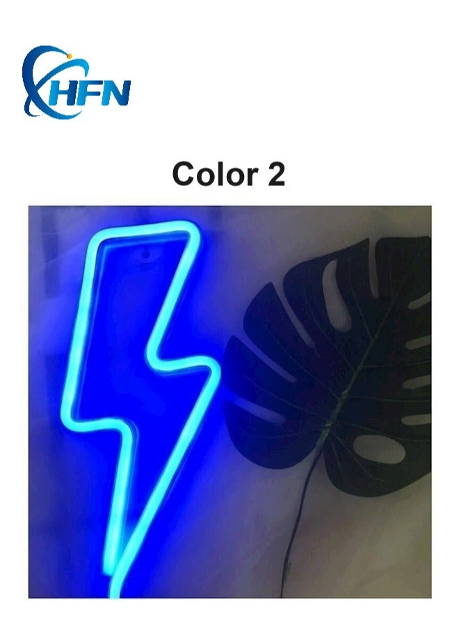 HFN Blue And Warm White 2PCS LED Lightning Neon Sign Wall Decor For Game Room, Living Room, Bedroom And Bar - Image 3