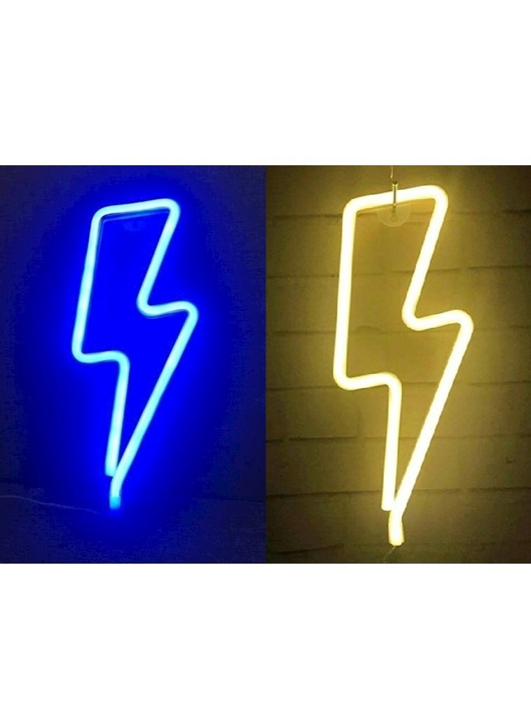 HFN Blue And Warm White 2PCS LED Lightning Neon Sign Wall Decor For Game Room, Living Room, Bedroom And Bar - Image 1