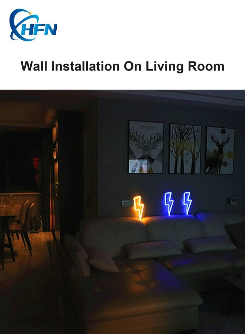 HFN Blue And Warm White 2PCS LED Lightning Neon Sign Wall Decor For Game Room, Living Room, Bedroom And Bar - Image 5