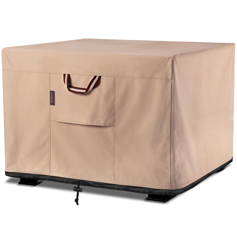 QHHOME Fire Pit Cover Square4044 Inch Heavy Duty 900D Strong TearResistant and UV Resistant and Waterproof and Fading Resistant Material Polyester Firepit Covers for Outdoor Fire TableWheat