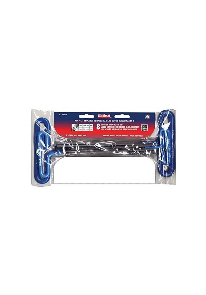 EKLIND 55198 Cushion Grip Hex T-Key Allen Wrench Set - 8 Piece Metric Sizes 2-10 with 9 Inch Shaft - Image 2