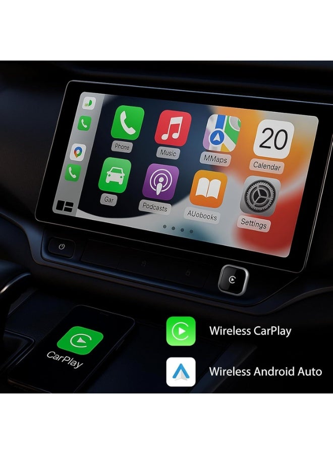 محول CarPlay اللاسلكي 2 في 1، ومحول Android Auto اللاسلكي، يحول الاتصال السلكي إلى لاسلكي، بتقنية التوصيل والتشغيل الفوري (Plug & Play)، ومتوافق مع السيارات المزودة بنظام CarPlay/Android Auto السلكي الأصلي من المصنع، ويدعم أنظمة iOS 12 فما فوق وAndroid 11 فما فوق. - Image 2