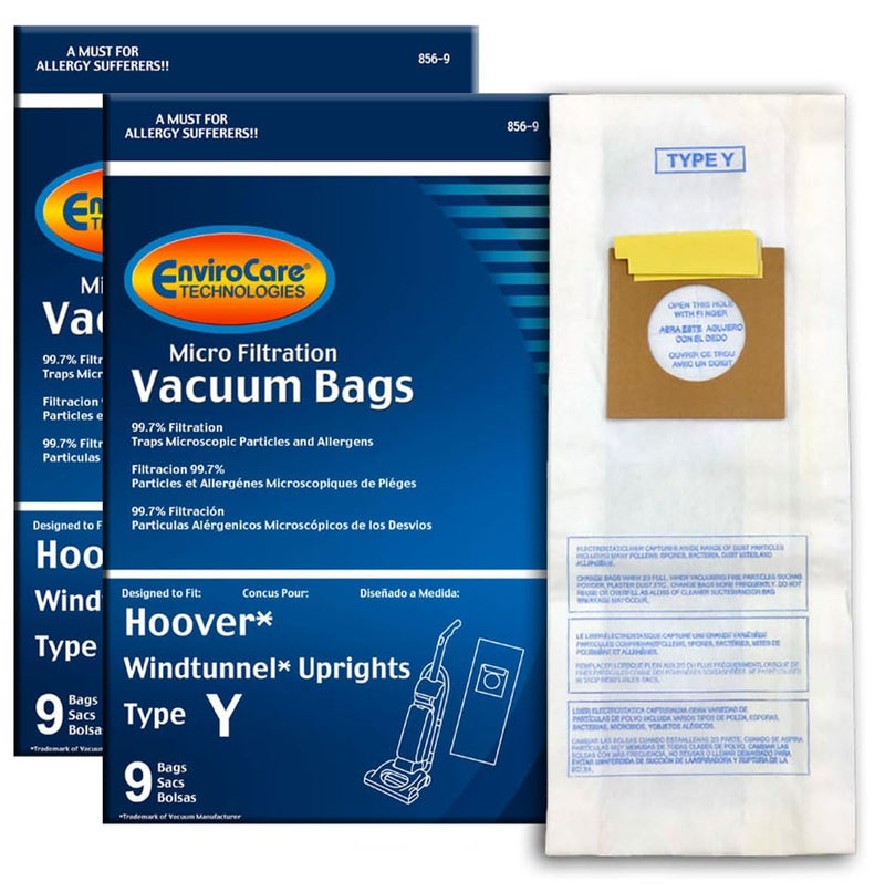 ENVIROCARE EnviroCare Type Y Replacement Micro Filtration Vacuum Bags Designed to fit Hoover Windtunnel Upright 18 Pack 