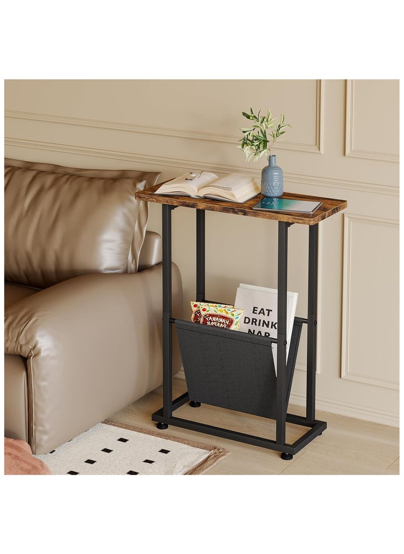 Chulovs - Chulovs  Narrow Side Table, Nightstand with Storage Shelf, Slim Magazine Table for Small Spaces, Narrow Side Snack Couch, End Table for living room, bedroom, hallway - Image 1