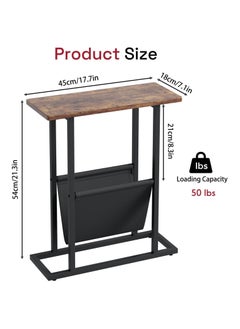 Chulovs Chulovs  Narrow Side Table, Nightstand with Storage Shelf, Slim Magazine Table for Small Spaces, Narrow Side Snack Couch, End Table for living room, bedroom, hallway  - Image 3