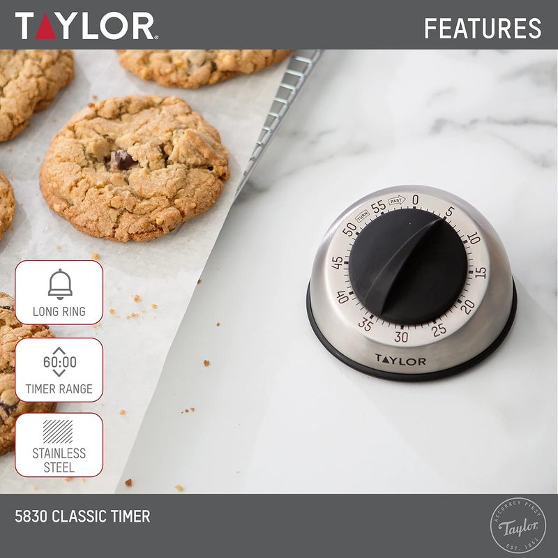 Taylor Precision Products RA14276 Mechanical Stainless Steel Timer for Kitchen, School, and Projects - Multicolor - Image 3