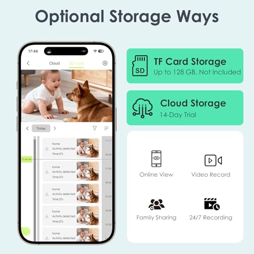YOTON Indoor Security Camera 2.4GHz 4pcs, Baby Monitor, Pet Camera, Dog Cam, Nanny Cam, Night Vision, 2-Way Audio, Motion Detection, Works w/Alexa, Subscription Free Local Storage or Optional Cloud - Image 4