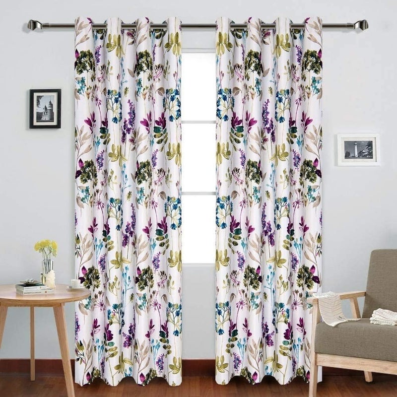 MYRU Blackout Curtains for Bedroom & Living Room â€“ 2-Layer Lined, Purple & Blue Floral Design, 39" W x 84" L (1 Pair). Blocks Light, Enhances Privacy & Style. - Image 3