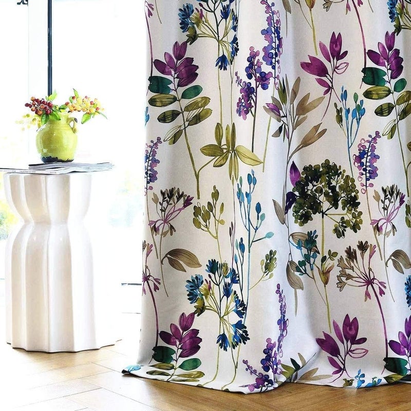 MYRU Blackout Curtains for Bedroom & Living Room â€“ 2-Layer Lined, Purple & Blue Floral Design, 39" W x 84" L (1 Pair). Blocks Light, Enhances Privacy & Style. - Image 4