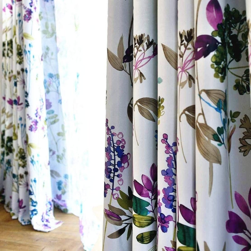 MYRU Blackout Curtains for Bedroom & Living Room â€“ 2-Layer Lined, Purple & Blue Floral Design, 39" W x 84" L (1 Pair). Blocks Light, Enhances Privacy & Style. - Image 5