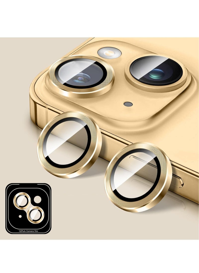 Generic "Gold Camera Lens Protector for iPhone 16/16 Plus – Tempered Glass Cover with Automatic Alignment Metal Rings and HD Anti-Scratch Protection"  - Image 1