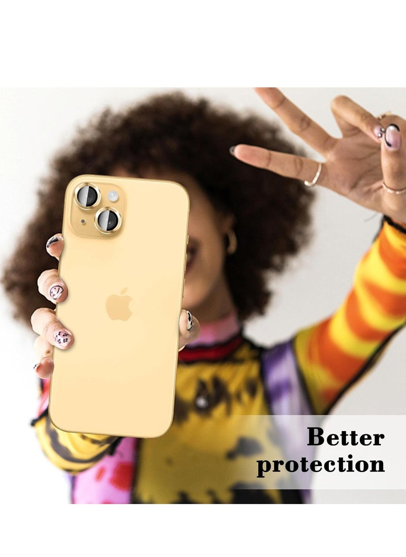 Generic "Gold Camera Lens Protector for iPhone 16/16 Plus – Tempered Glass Cover with Automatic Alignment Metal Rings and HD Anti-Scratch Protection"  - Image 4