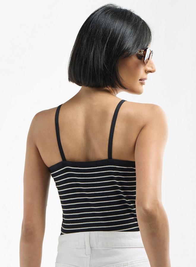 سبلاش فيڤ بودي سوت بدون أكمام مخطط بياقة على شكل - Image 3