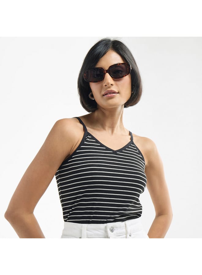 Splash FAV Striped Sleeveless Bodysuit with V-neck  - Image 1