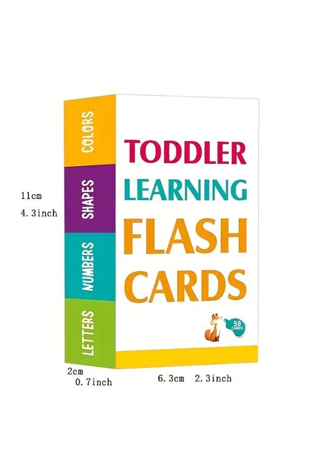 58 Pcs Kids Learning Flash Cards For Colors Numbers Shapes Animals ABC Alphabet - Image 3
