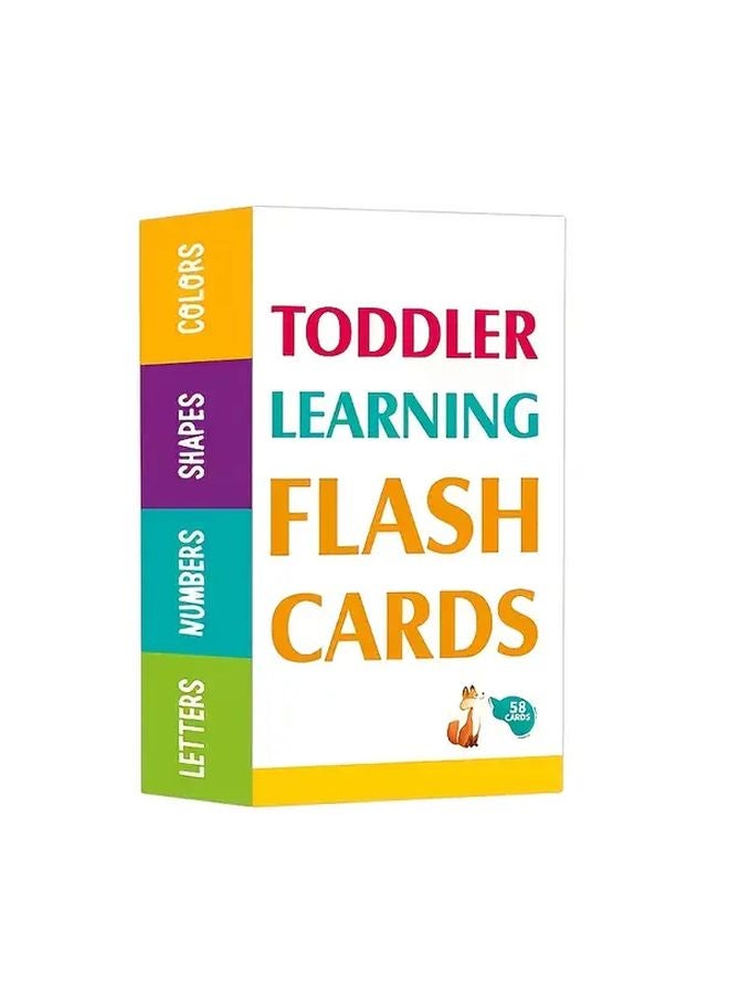 58 Pcs Kids Learning Flash Cards For Colors Numbers Shapes Animals ABC Alphabet - Image 1