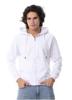 Front Zipper Winter Zip Through Sweatshirt_ White