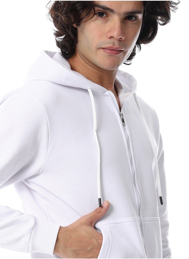 Andora - Front Zipper Winter Zip Through Sweatshirt_ White - Image 1