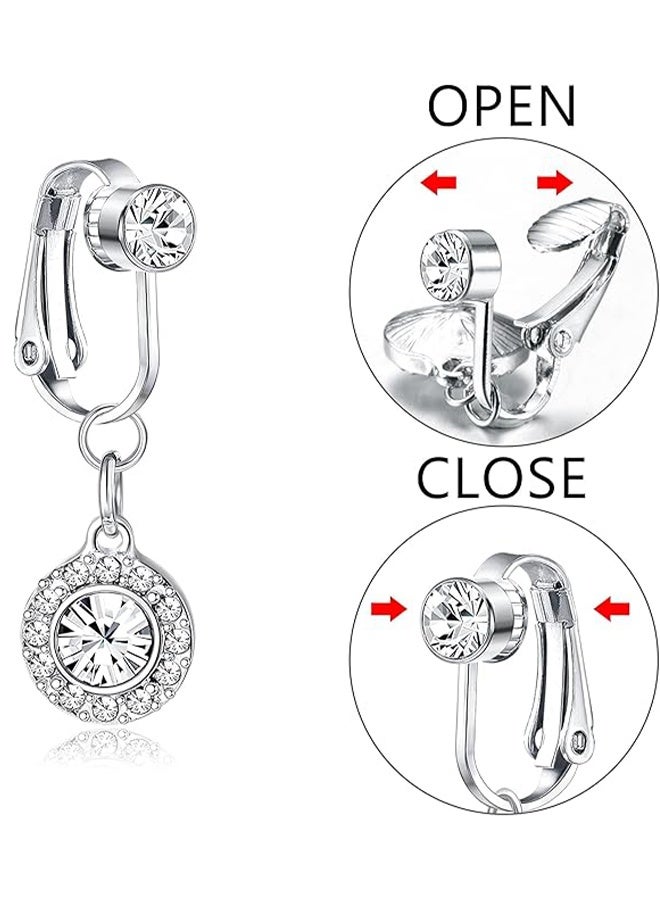 Stainless Steel Navel Ring Cubic Zirconia Round Decor Belly Button Ring for Women - Image 2